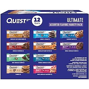 Prime: 12-Count 2.12-Oz Quest Nutrition Ultimate Protein Bars (Variety Pack) $18.60 w/ S&S + Free S&H
