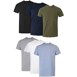 6-Pack Hanes Men's Pocket T-Shirt Undershirts (6 Color Pack)