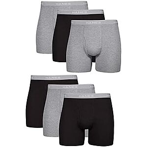 6-Pk Hanes Men's Boxer Briefs (Black/Gray)