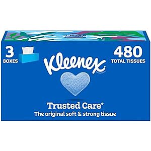 3-Pack 160-Ct Kleenex 2-Ply Facial Tissues 4 for