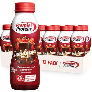 12-Pk 11.5-Oz Premier Protein Indulgence 30g Protein Shake (Chocolate Covered Strawberry) $18.25 w/ S&S