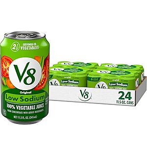 24-Pk 11.5-Oz V8 Low Sodium Original 100% Vegetable Juice Blend $9.75 w/ S&S
