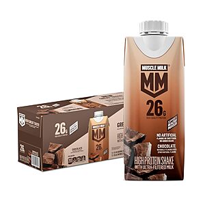 12-Pk 11-Oz Muscle Milk High Protein Shake (Chocolate or Vanilla Creme) $15.55 w/ S&S