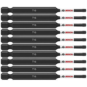 10-Pk Bosch Impact Tough 3-1/2" T15 Screwdriving Power Bits