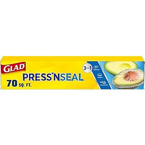 70-Sq Ft Glad Press'n Seal Plastic Food Wrap $2.85 w/ S&S