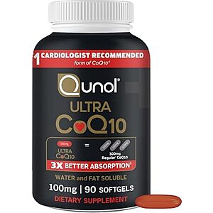 90-Ct 100mg Qunol Ultra CoQ10 Antioxidant Supplement Softgels $4.30 w/ S&S