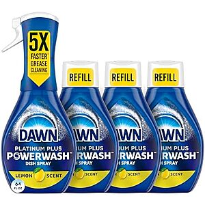 Select Accounts: 4-Pack 16-Oz Dawn Platinum Powerwash Dish Spray (Fresh Scent) $11.15 w/ S&S