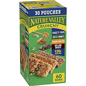 60-Count 0.75-Oz Nature Valley Crunchy Granola Bars (3 Flavor Variety Pack) $8.30 w/ S&S