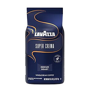 Select Accts: 2.2-Lb Lavazza Super Crema Whole Bean Coffee (Medium Espresso Roast) $14.70 w/ S&S