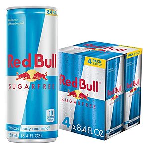Select Accounts: 4-Pk 8.4-Oz Red Bull Sugar Free Energy Drink (Original) $4.10 w/ S&S