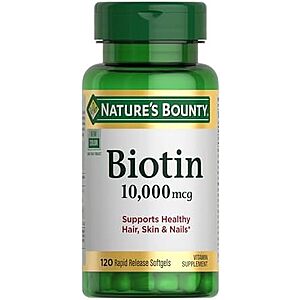 Select Accts: 120-Ct 10000mcg Nature’s Bounty Biotin Softgels Vitamin Supplement $3.75 w/ S&S