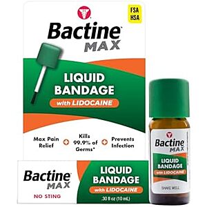 Select Accts: 0.30-Oz Bactine Max Liquid Bandage w/ Lidocaine $4.55 w/ S&S