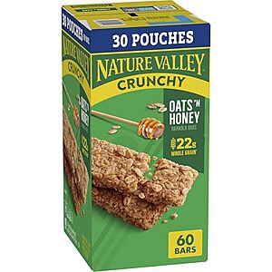 30-Pk 1.49-Oz Nature Valley Crunchy Granola Bars (Oats ’n Honey) $8.10 w/ S&S