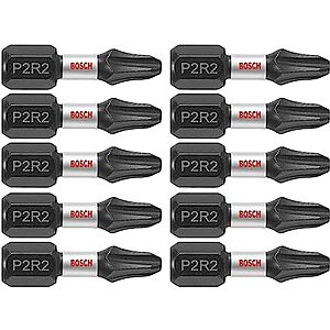10-Pack BOSCH 1" Phillips/Square #2 Impact Tough Screwdriving Insert Bits
