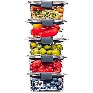 5-Pk 1.3-Cup Rubbermaid Brilliance BPA-Free Plastic Food Storage Containers