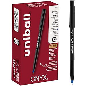 12-Pk Uni-Ball Onyx 0.5 mm Micro Point Rollerball Pens (Blue Ink) $5.65 w/ S&S