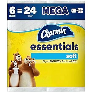 6-Ct Charmin Essentials Soft Toilet Paper Mega Rolls $3.75 w/ S&S
