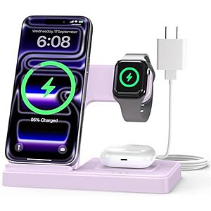 GETPALS 3-in-1 Wireless Charger Stand for iPhone, Apple Watch & AirPods