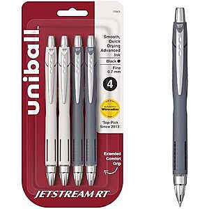 4-Pk uni-ball Jetstream RT 0.7mm Fine Point Pens (Black Ink) $3.30 w/ S&S