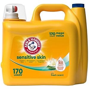 Select Accts: 170-Oz Arm & Hammer Sensitive Skin Plus Liquid Laundry Detergent $9.20 w/ S&S