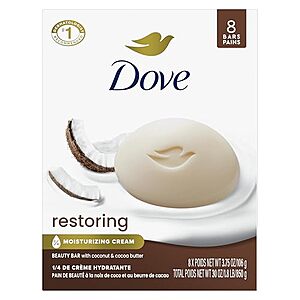 8-Count 3.75-Oz Dove Restoring Coconut & Cocoa Butter Beauty Bar Soap 3 For $24.05 w/ S&S or Less