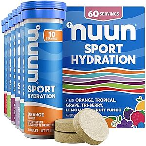 Select Accts: 60-Ct Nuun Sport Electrolyte Tablets (Mixed Flavors) $13.90 w/ S&S