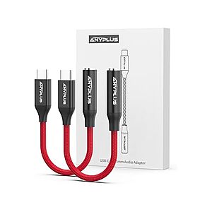2-Pk ANYPLUS USB-C to 3.5mm Headphone Jack Adapter $6 + Free S&H w/ Prime