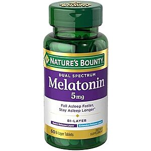 Select Accts: 60-Ct Nature's Bounty Dual Spectrum Melatonin 5mg Tablets $3.20 w/ S&S