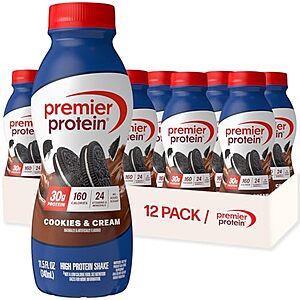 12-Pk 11.5-Oz Premier Protein Shake (Cookies & Cream) $20.50 w/ S&S