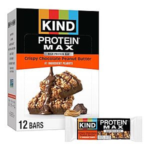 Select Accounts: 12-Ct 2.2-Oz KIND Protein MAX Snack Bars (Choc Peanut Butter) $8.70 w/ S&S
