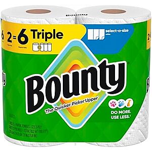 2-Pk Bounty Select-A-Size Triple Rolls Paper Towels $5.65 w/ S&S