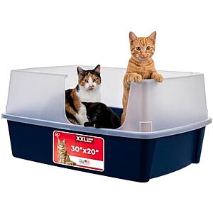 IRIS USA Extra Large Open Top Litter Box w/ Scatter Shield (30" x 20" x 14")