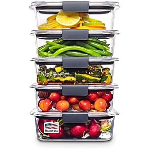 Set of 5 Rubbermaid Brilliance 3.2-Cup Clear Food Storage Containers