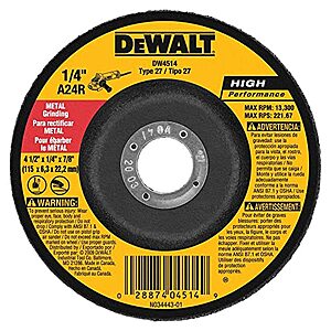 DeWALT 1/4" Thick Grinding Wheel (4.5" Diameter, 7/8" Arbor)