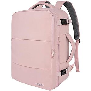 16.8" Taygeer Women's Travel Carry-On Laptop Backpack w/ USB Charging Port (Pink)