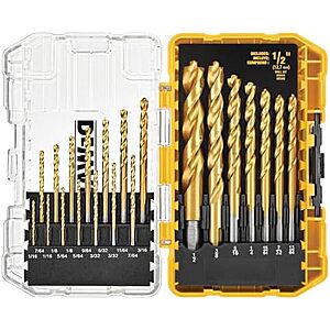 21-Pc DeWALT Titanium Nitride Coated Pilot Point Drill Bit Set w/ Case