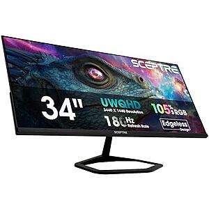 34" Sceptre Ultrawide 21:9 Quad HD 180Hz Gaming LED Monitor $178 + Free S&H