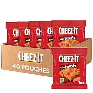 Select Accts: 40-Pk 1-Oz Cheez-It Cheese Baked Snack Crackers (Extra Toasty) $7.65 w/ S&S