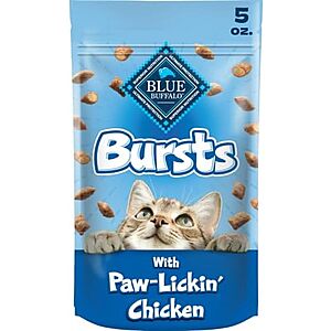 Select Accts: 5-Oz Blue Buffalo Bursts Paw-Lickin' Chicken Crunchy & Creamy Cat Treats $1.65 w/ S&S