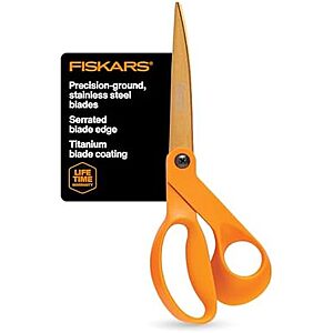 9" Fiskars Titanium Shop All Purpose Serrated Scissor (Orange)