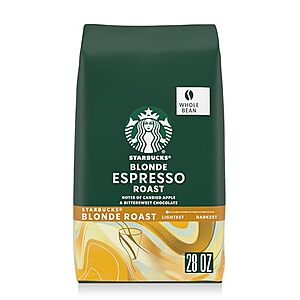 Select Accounts: 28-Oz Starbucks Whole Bean Coffee (Blonde Espresso Roast) $17.35 w/ S&S