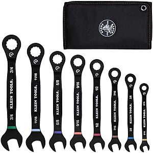 8-Piece Klein Tools SAE Ratcheting Combination Wrench Set $45 + Free S&H