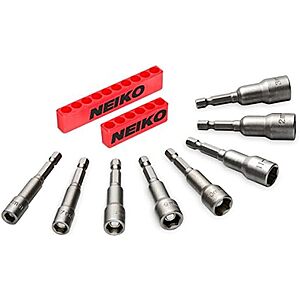 8-Piece Neiko 10065A Hex Shank Magnetic Power Impact Nut Driver Set