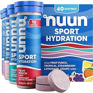 Select Accts: 40-Ct Nuun Sport Hydration Electrolyte Tablets (Mixed Flavors) $10.40 w/ S&S