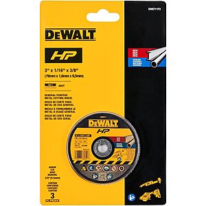 3-Pk Dewalt 3" Bonded Cutting Wheels