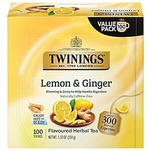 100-Ct Twinings Lemon & Ginger Herbal Tea Bags $7.15 w/ S&S