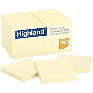 24-Pk Highland 3"x3" Sticky Notes (Yellow)