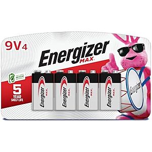 Select Accounts: 4-Pk Energizer MAX 9V Alkaline Batteries $5.50 w/ S&S