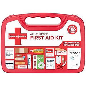 160-Pc Johnson & Johnson Compact All Purpose First Aid Kit $10.10 w/ S&S