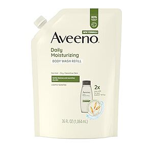 Select Accts: 36-Oz Aveeno Daily Moisturizing Body Wash Refill $3 w/ S&S